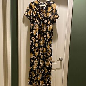 Xhilaration Floral Maxi Dress in Black and Yellow